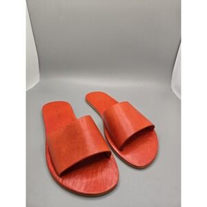 Matisse Orange Leather Slide Sandals Women's Size 5M Made in Brazil Minimalist